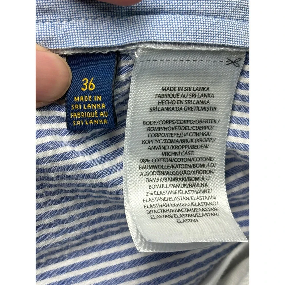 Polo Ralph Lauren Mens 36X9 Seersucker Shorts Blue White Striped Stretch Classic